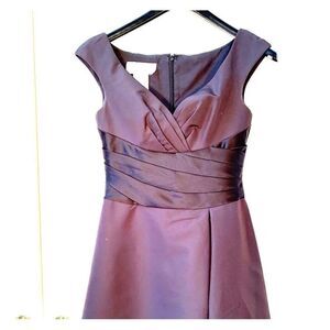 BLACK SATIN TEA LENGTH DAVID’s BRIDAL F127722 S-6